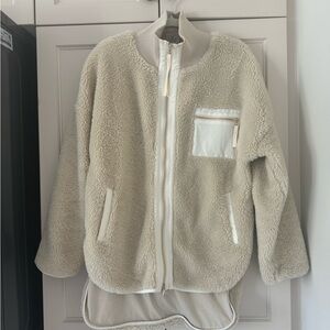 Varley Myla zip through  sherpa jacket ivory size small